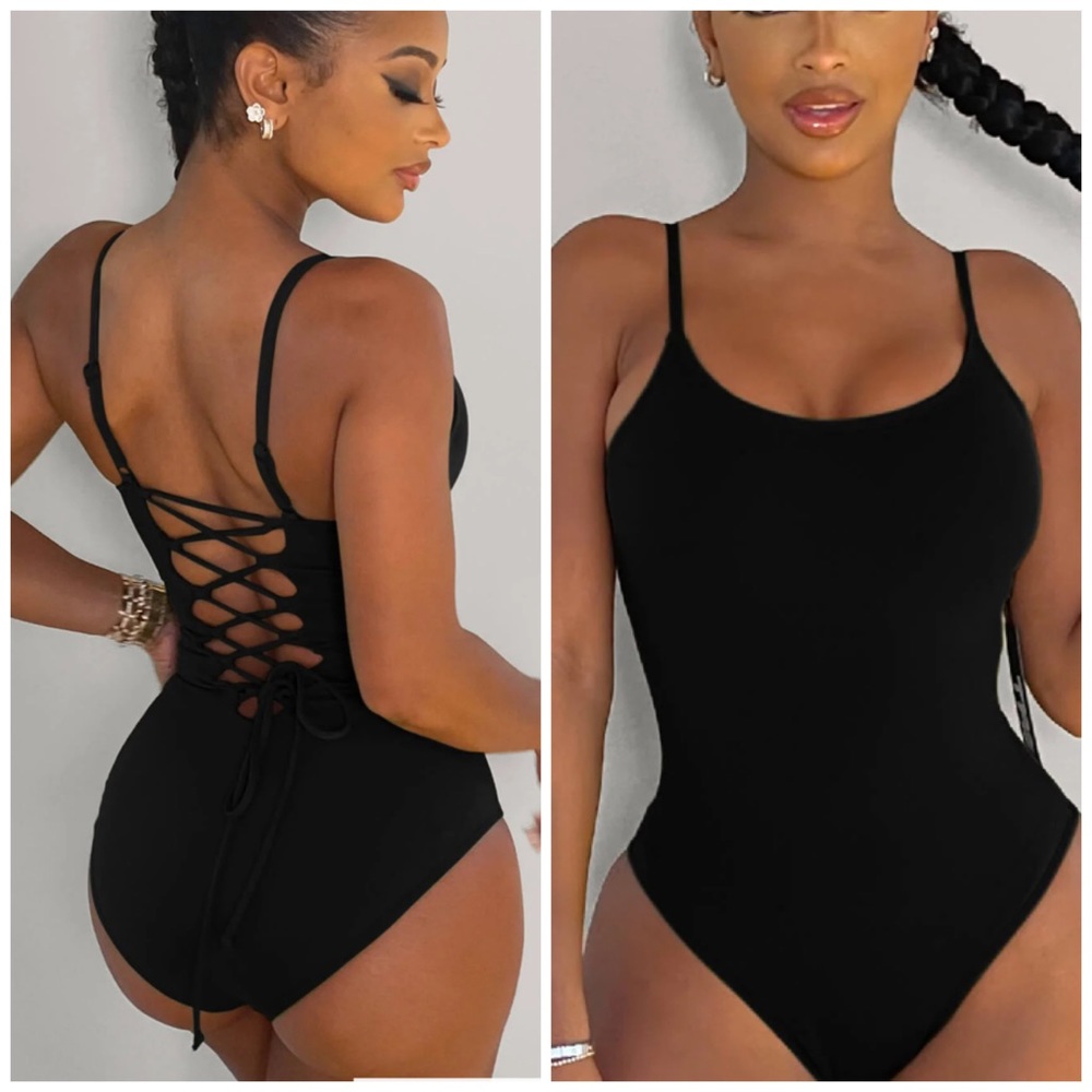 TA3 Lacey mega sclupting shaping lace up swimsuit Size S